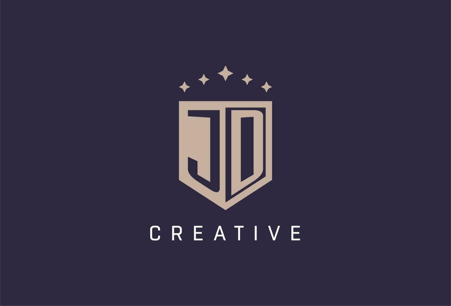 JD initial shield logo icon geometric style design vector