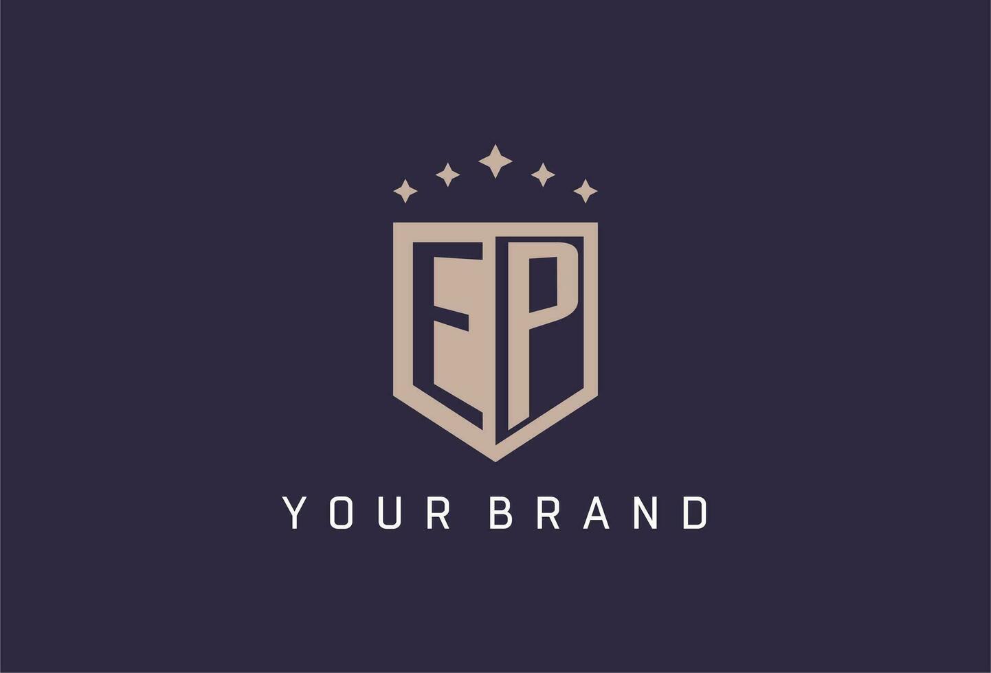 EP initial shield logo icon geometric style design vector