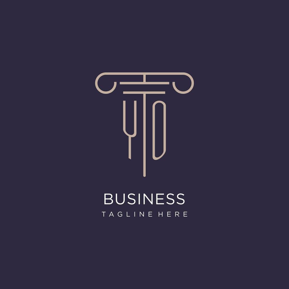 YO initial with pillar logo design, luxury law office logo style vector