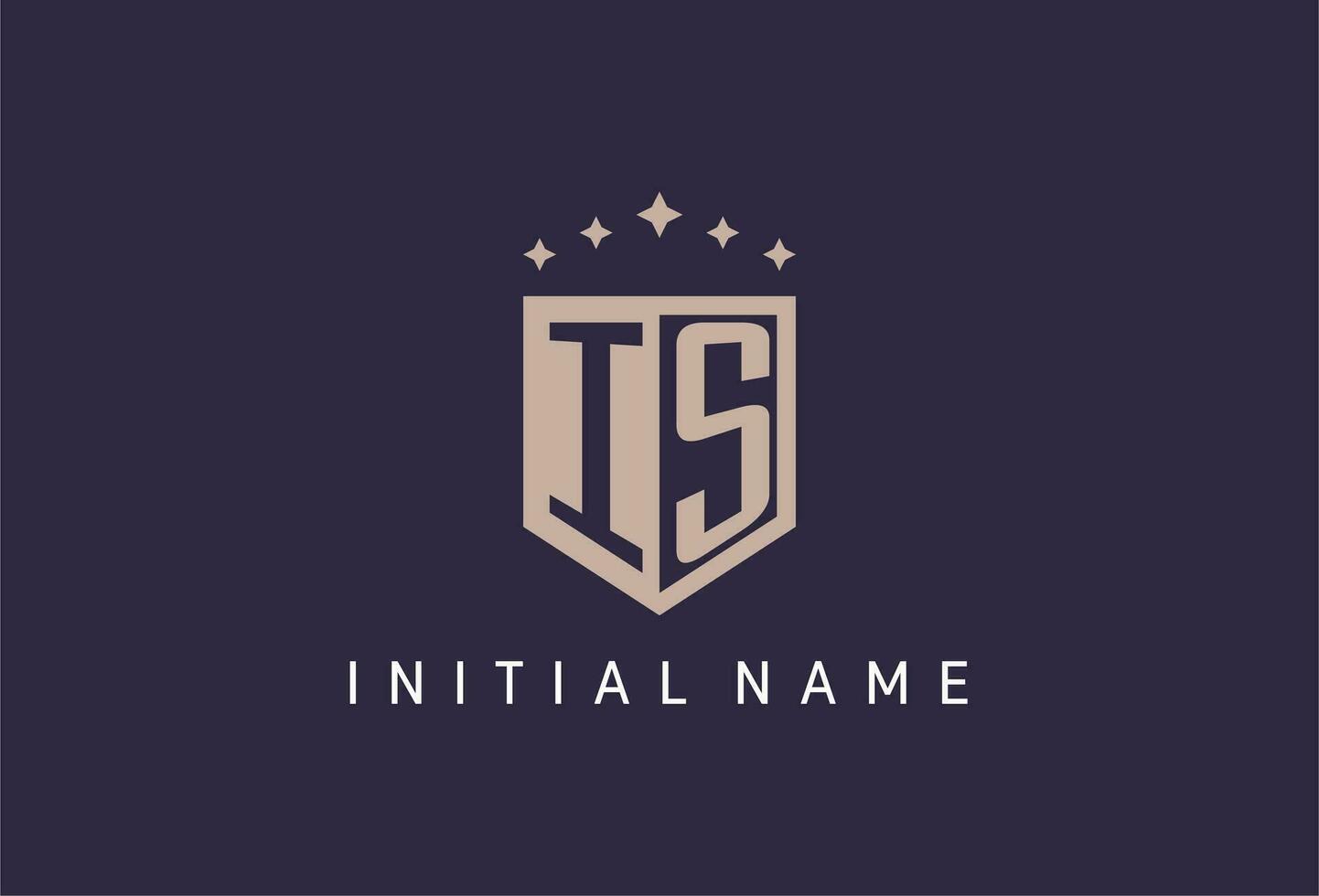 IS initial shield logo icon geometric style design vector