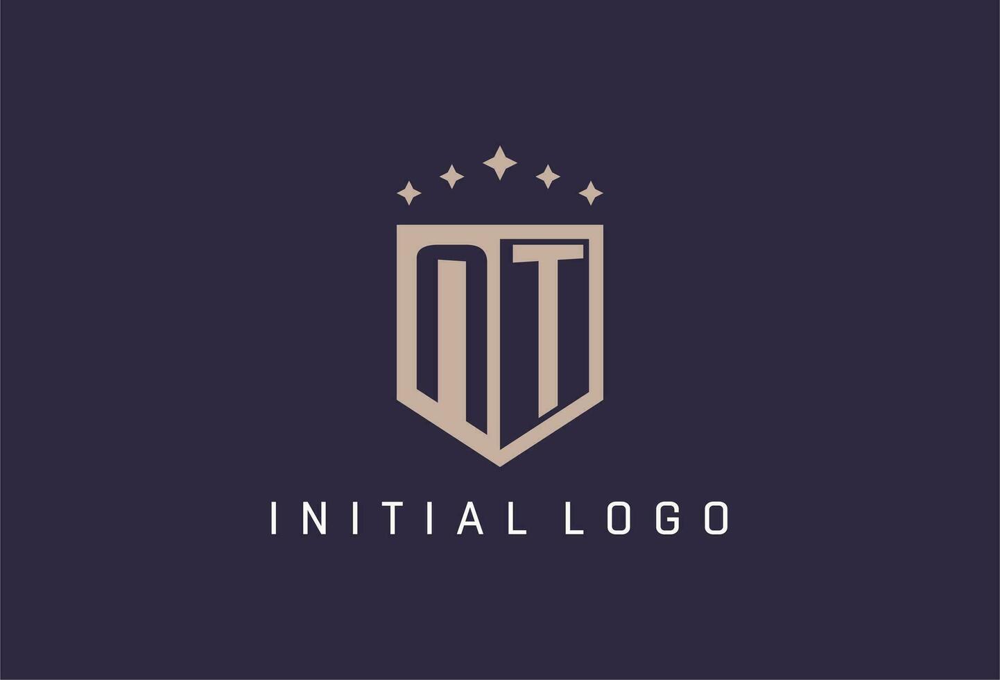 NT initial shield logo icon geometric style design vector