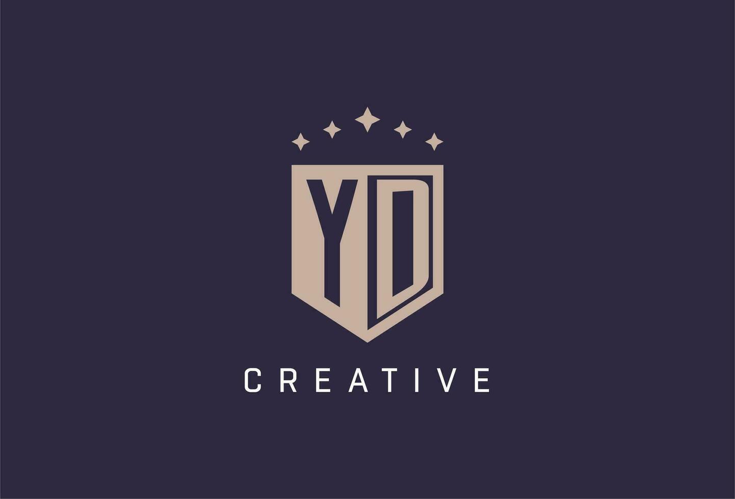 YD initial shield logo icon geometric style design vector