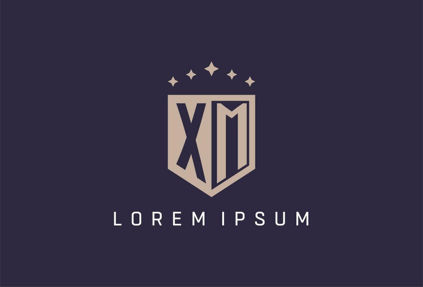 XM initial shield logo icon geometric style design vector