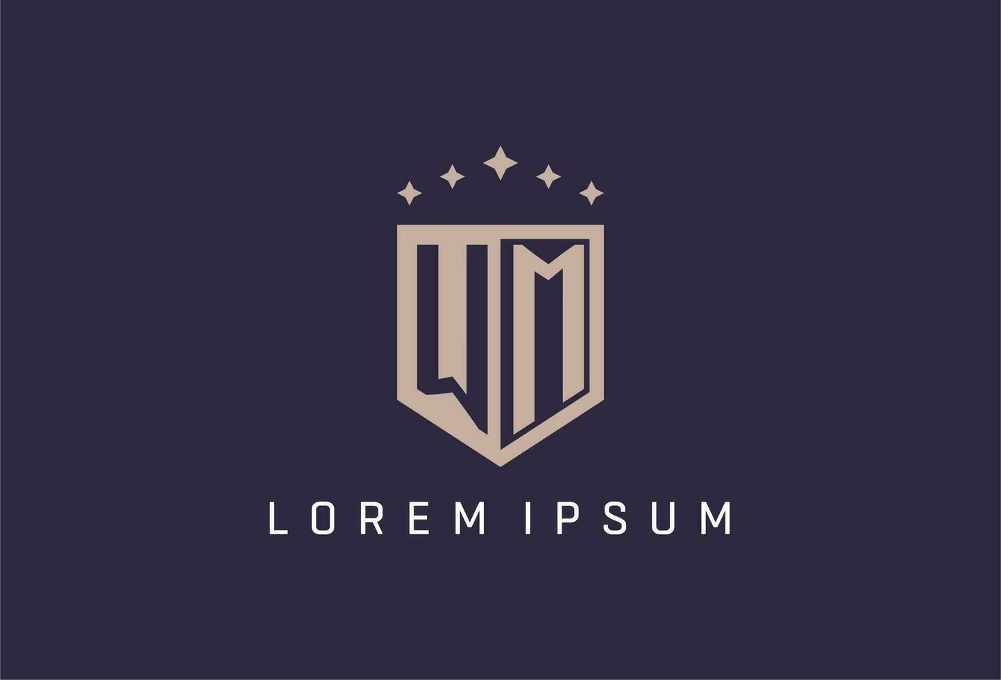WM initial shield logo icon geometric style design vector