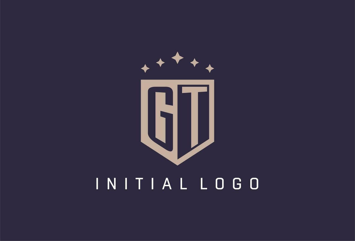 GT initial shield logo icon geometric style design vector