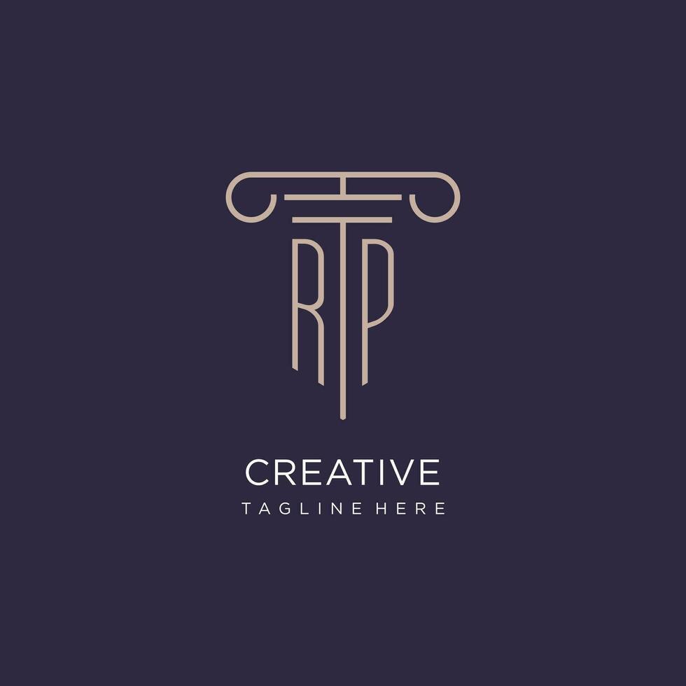 RP initial with pillar logo design, luxury law office logo style vector