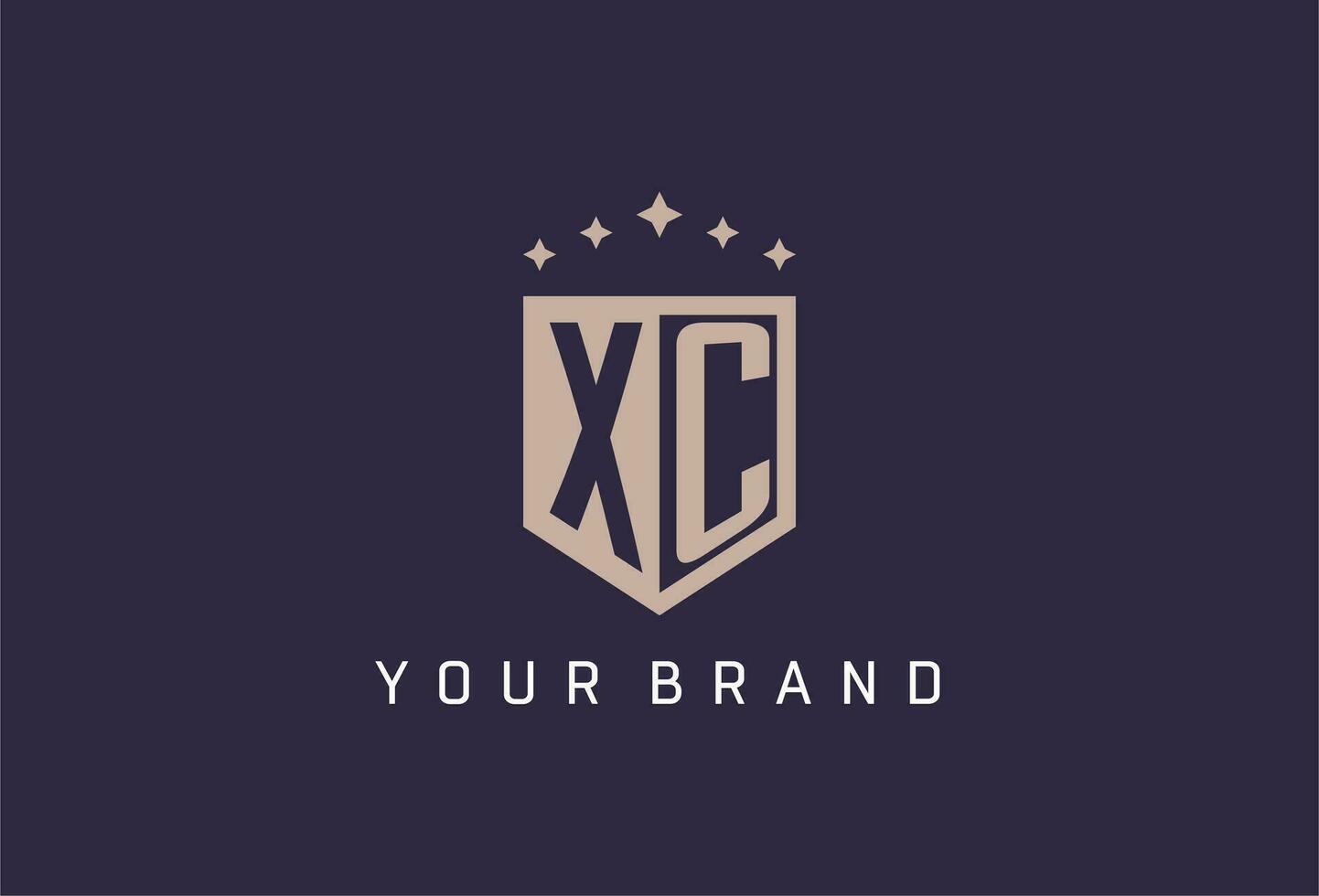 XC initial shield logo icon geometric style design vector