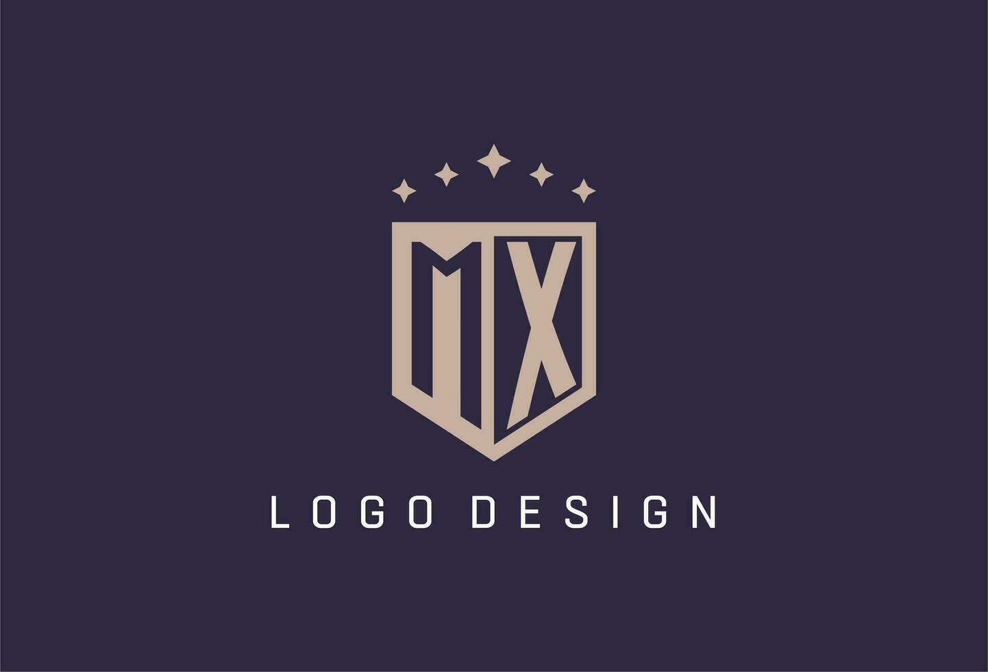 MX initial shield logo icon geometric style design vector