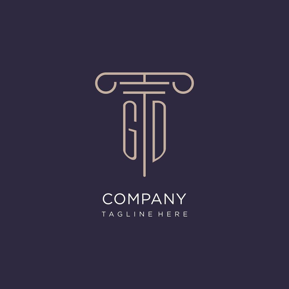 GD initial with pillar logo design, luxury law office logo style vector
