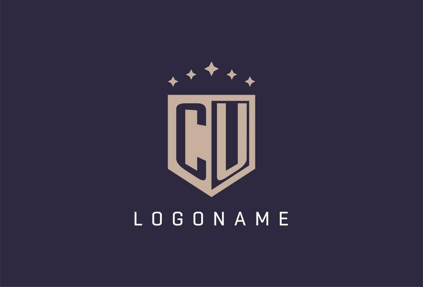 CU initial shield logo icon geometric style design vector
