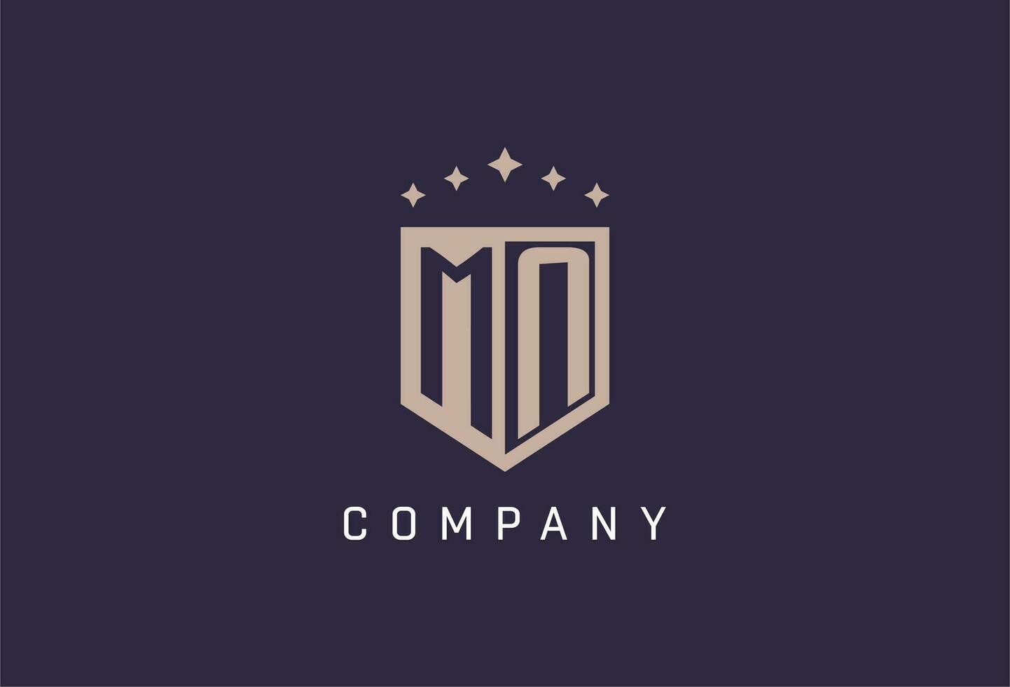 MN initial shield logo icon geometric style design vector