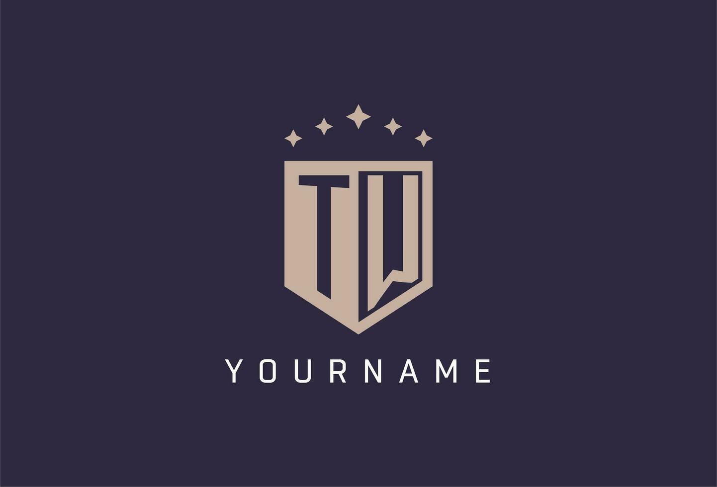 TW initial shield logo icon geometric style design vector