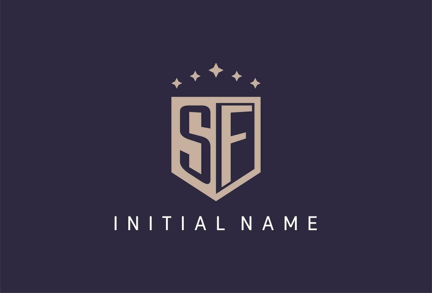 SF initial shield logo icon geometric style design vector
