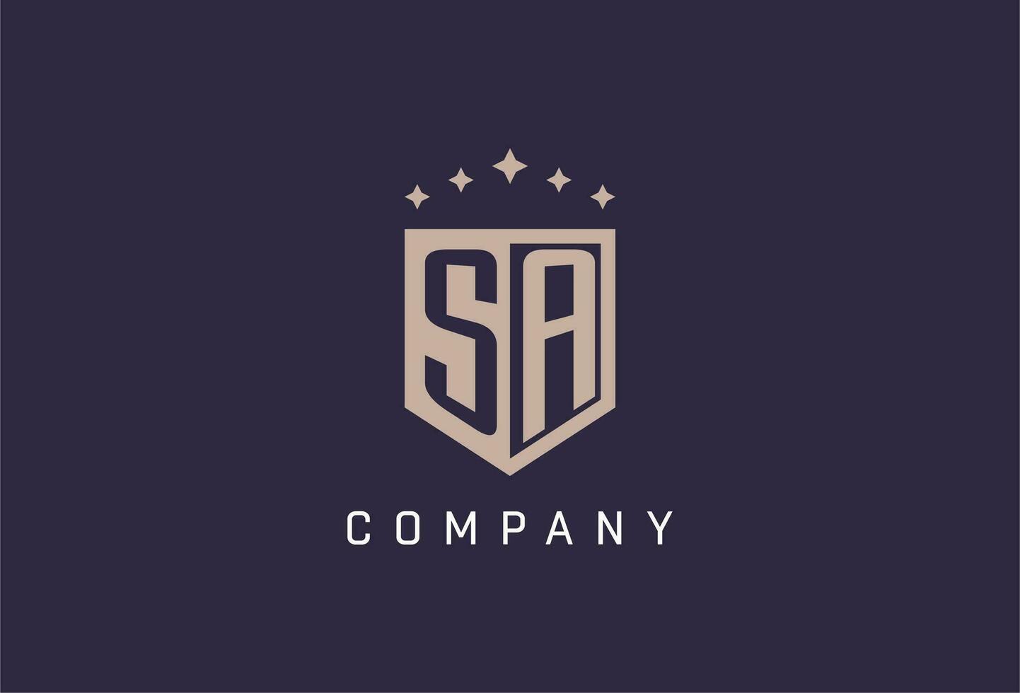 SA initial shield logo icon geometric style design vector