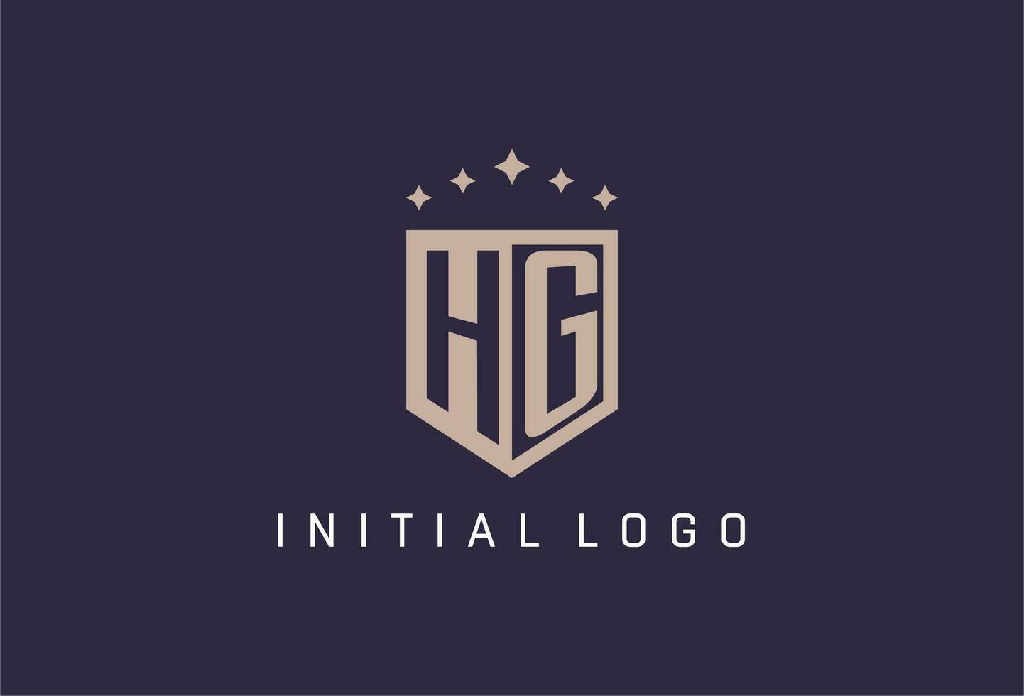 hg inicial proteger logo icono geométrico estilo diseño vector