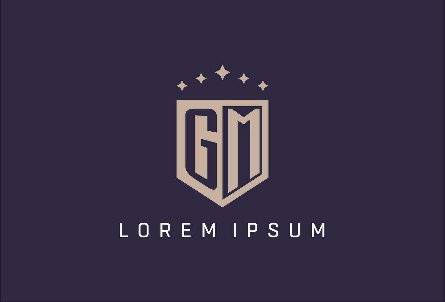 GM initial shield logo icon geometric style design vector