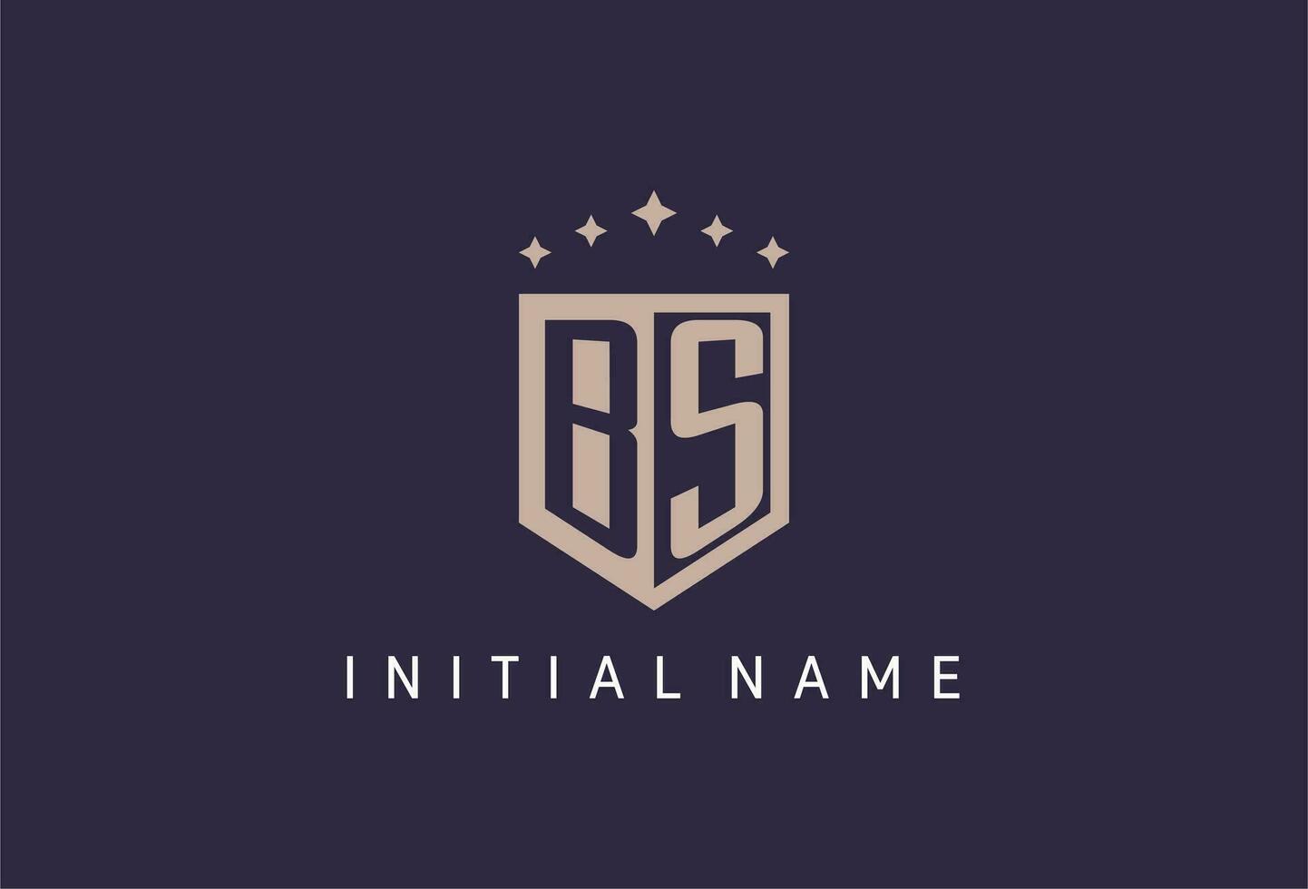 BS initial shield logo icon geometric style design vector