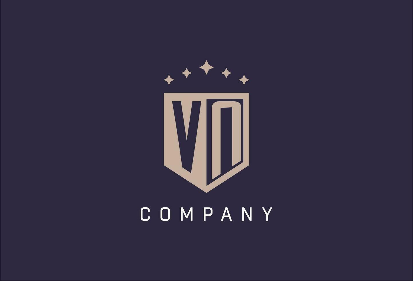 VN initial shield logo icon geometric style design vector