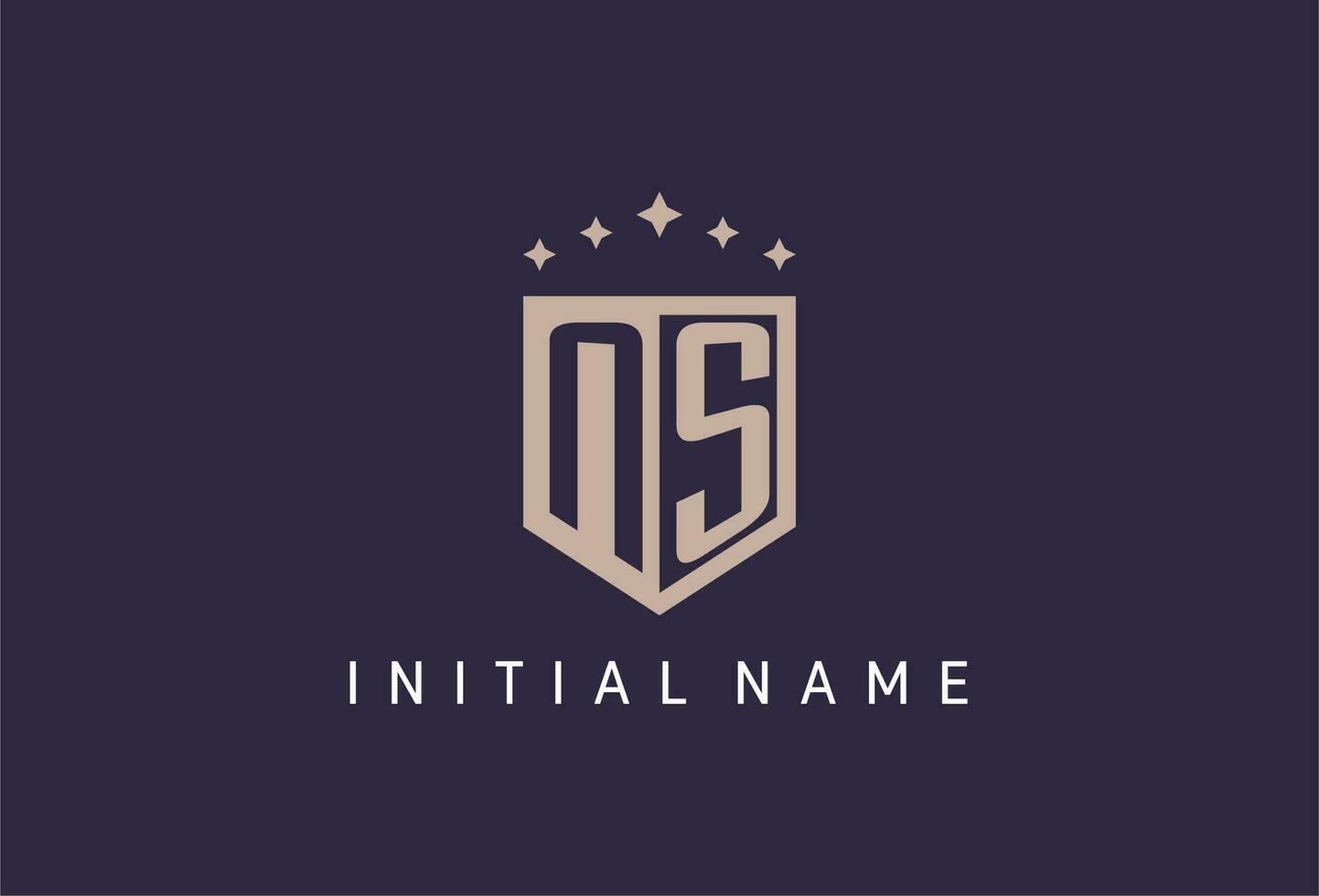 NS initial shield logo icon geometric style design vector