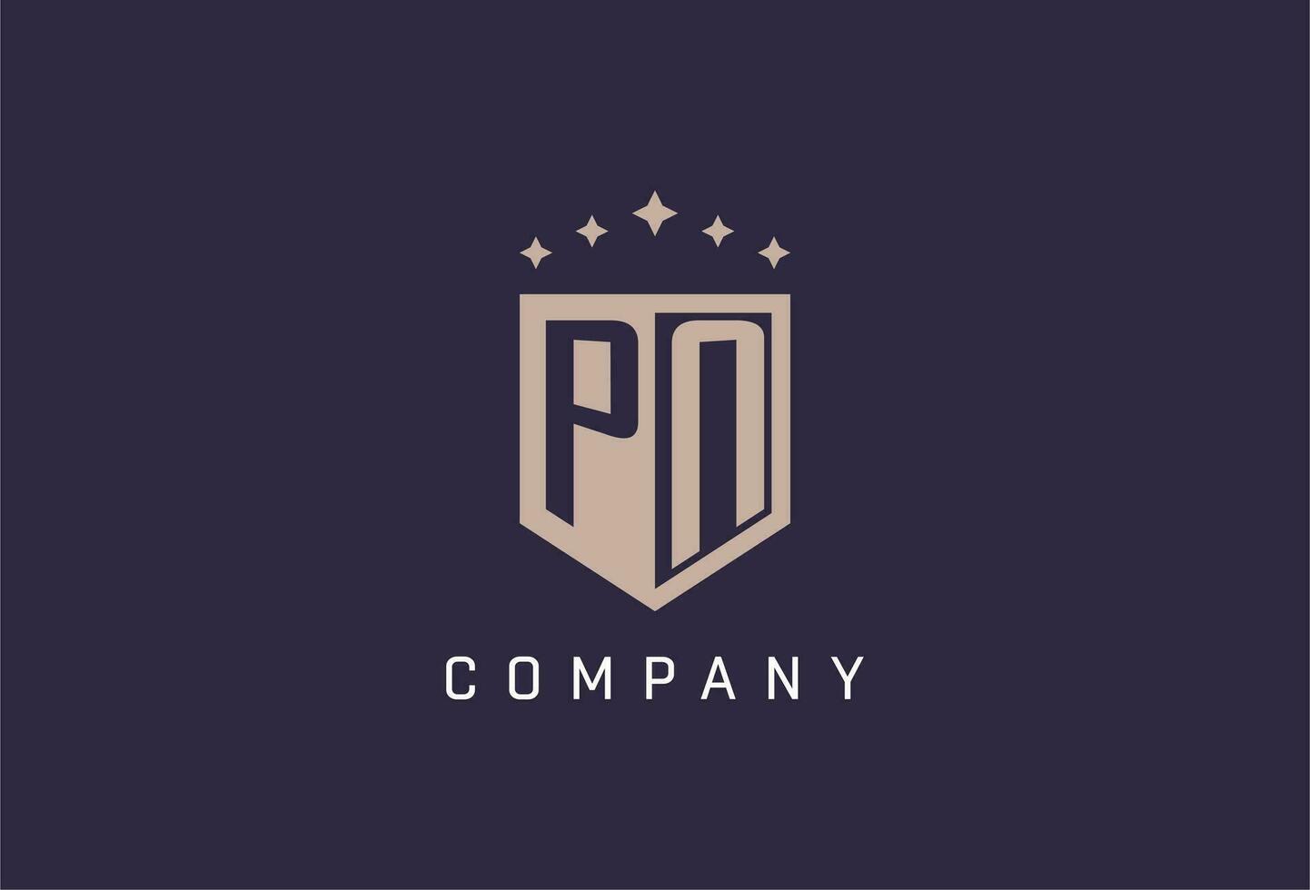 PN initial shield logo icon geometric style design vector