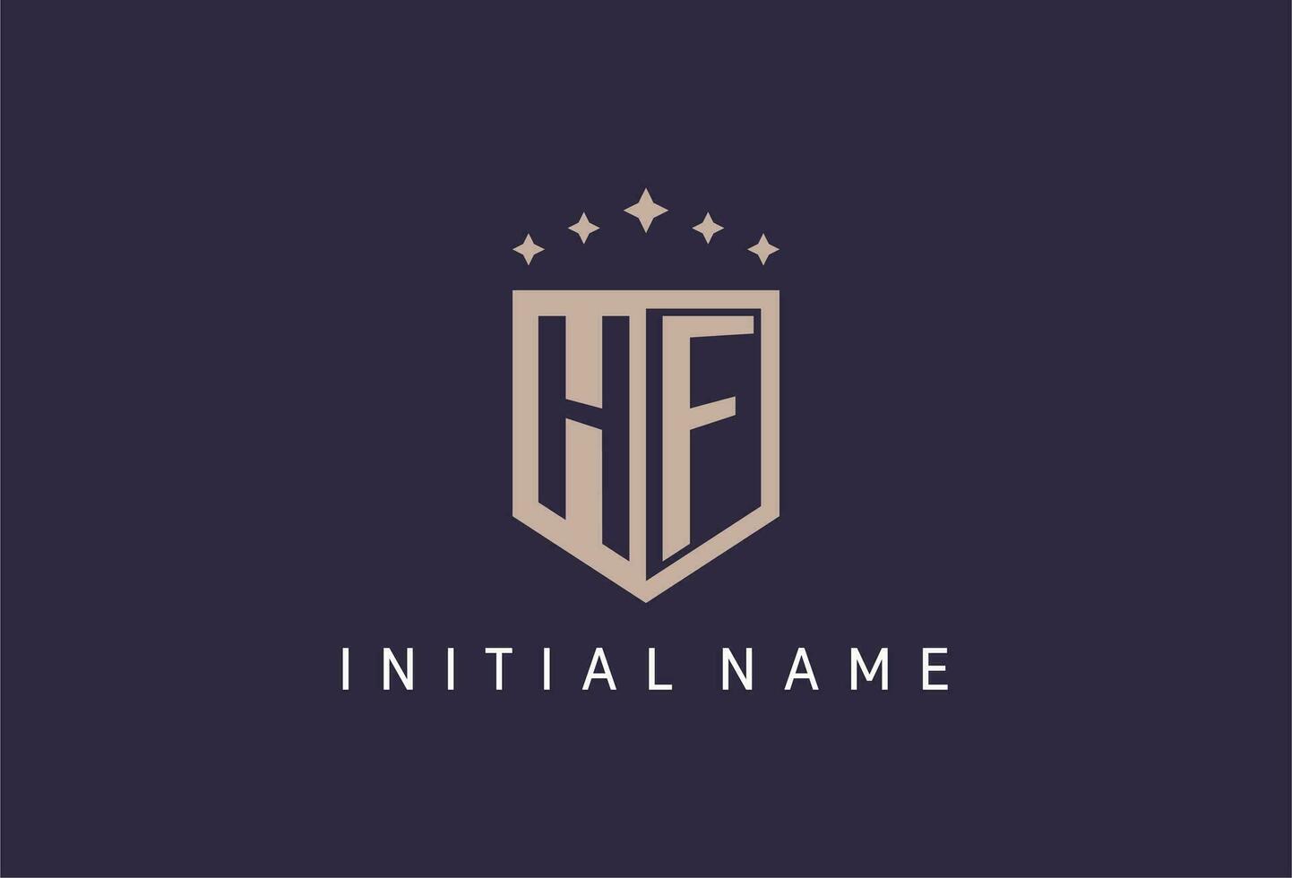 HF initial shield logo icon geometric style design vector