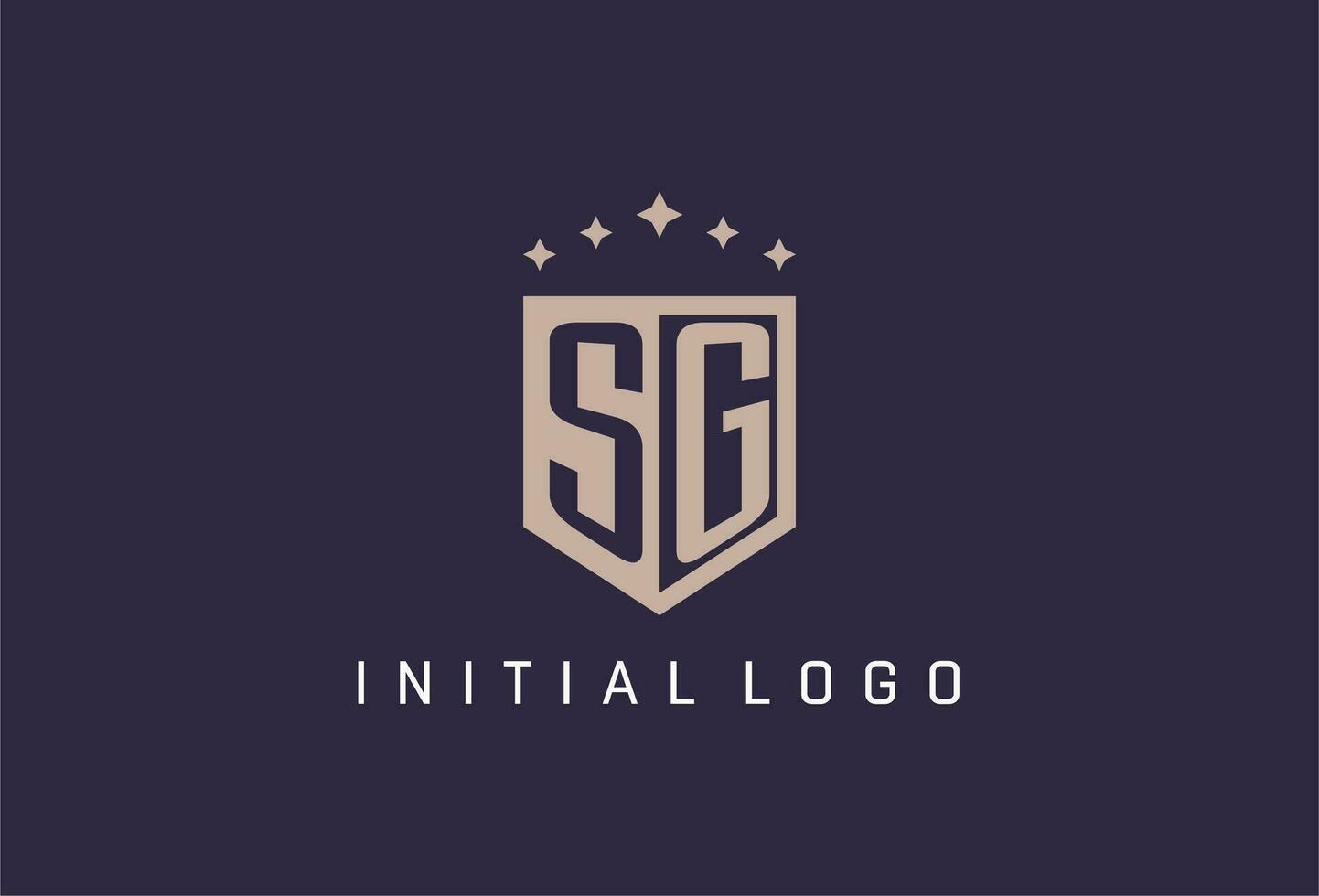 SG initial shield logo icon geometric style design vector