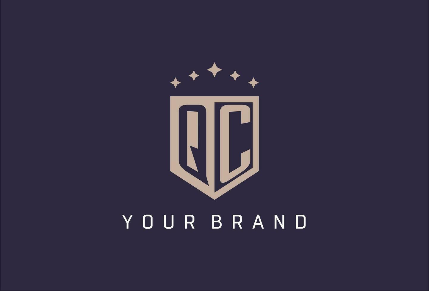 QC initial shield logo icon geometric style design vector