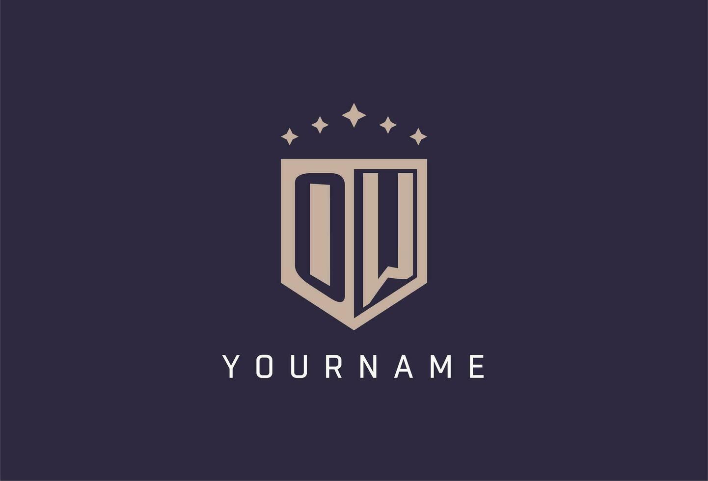 OW initial shield logo icon geometric style design vector