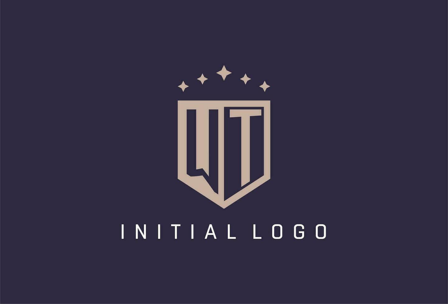 WT initial shield logo icon geometric style design vector