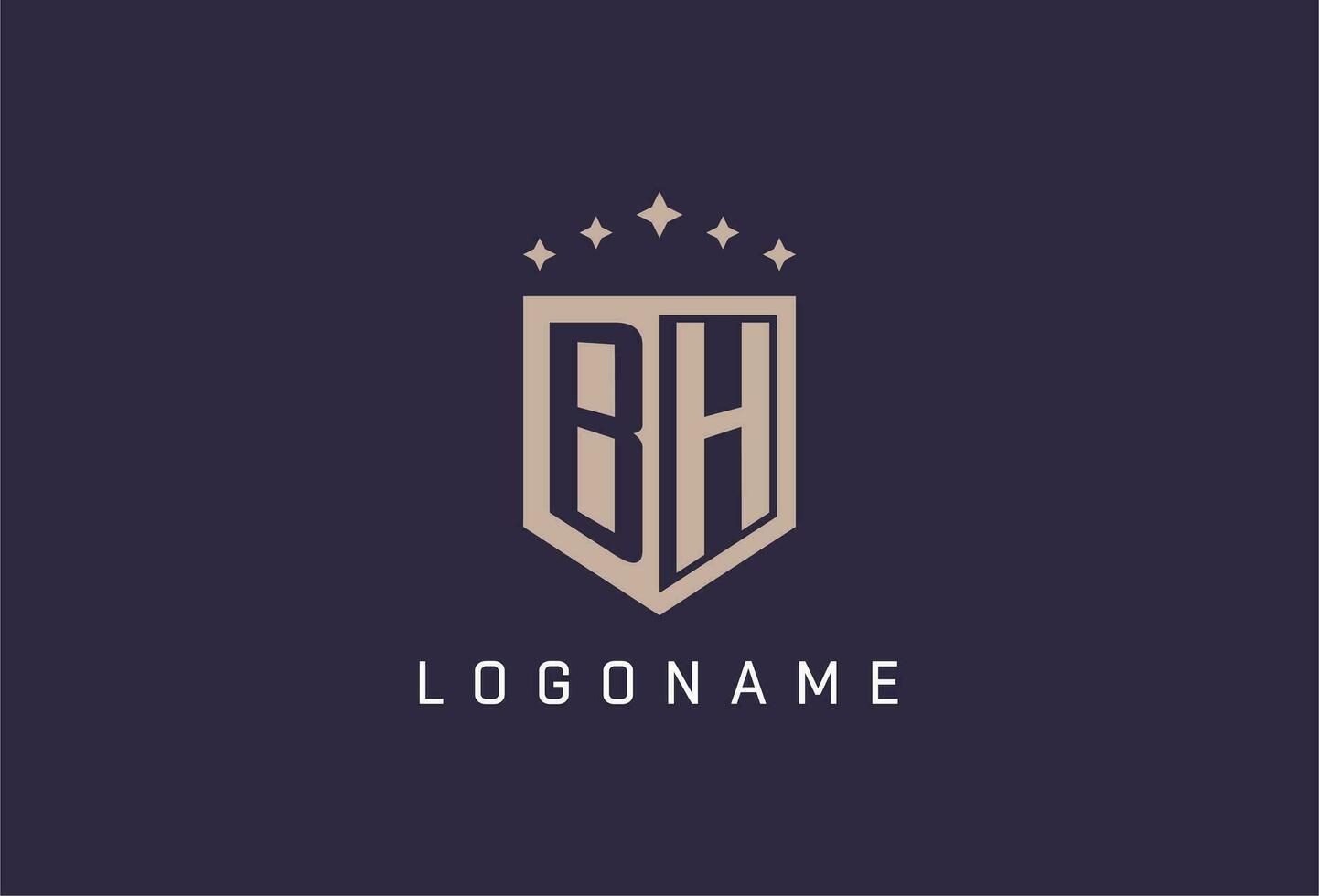 BH initial shield logo icon geometric style design vector