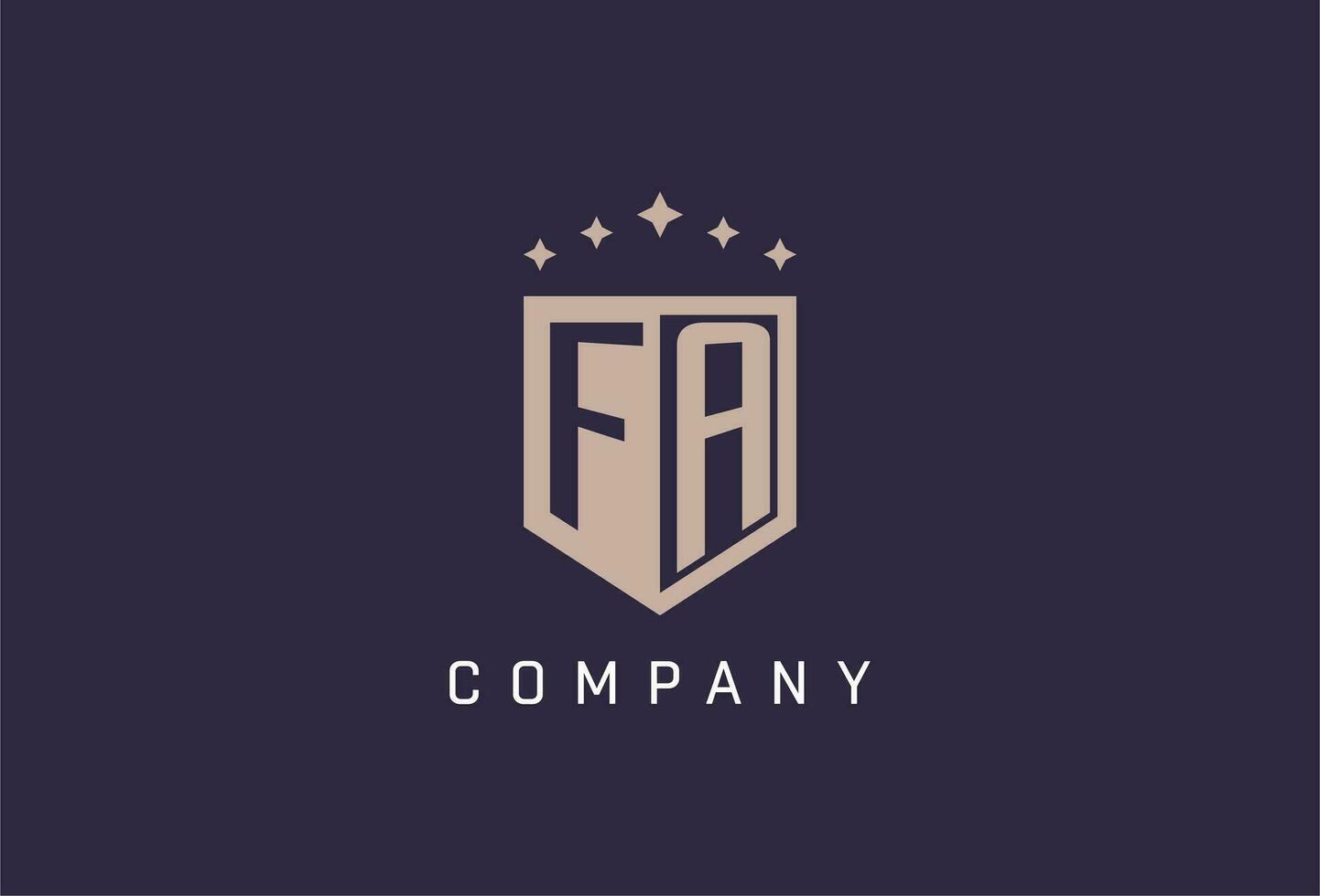 FA initial shield logo icon geometric style design vector
