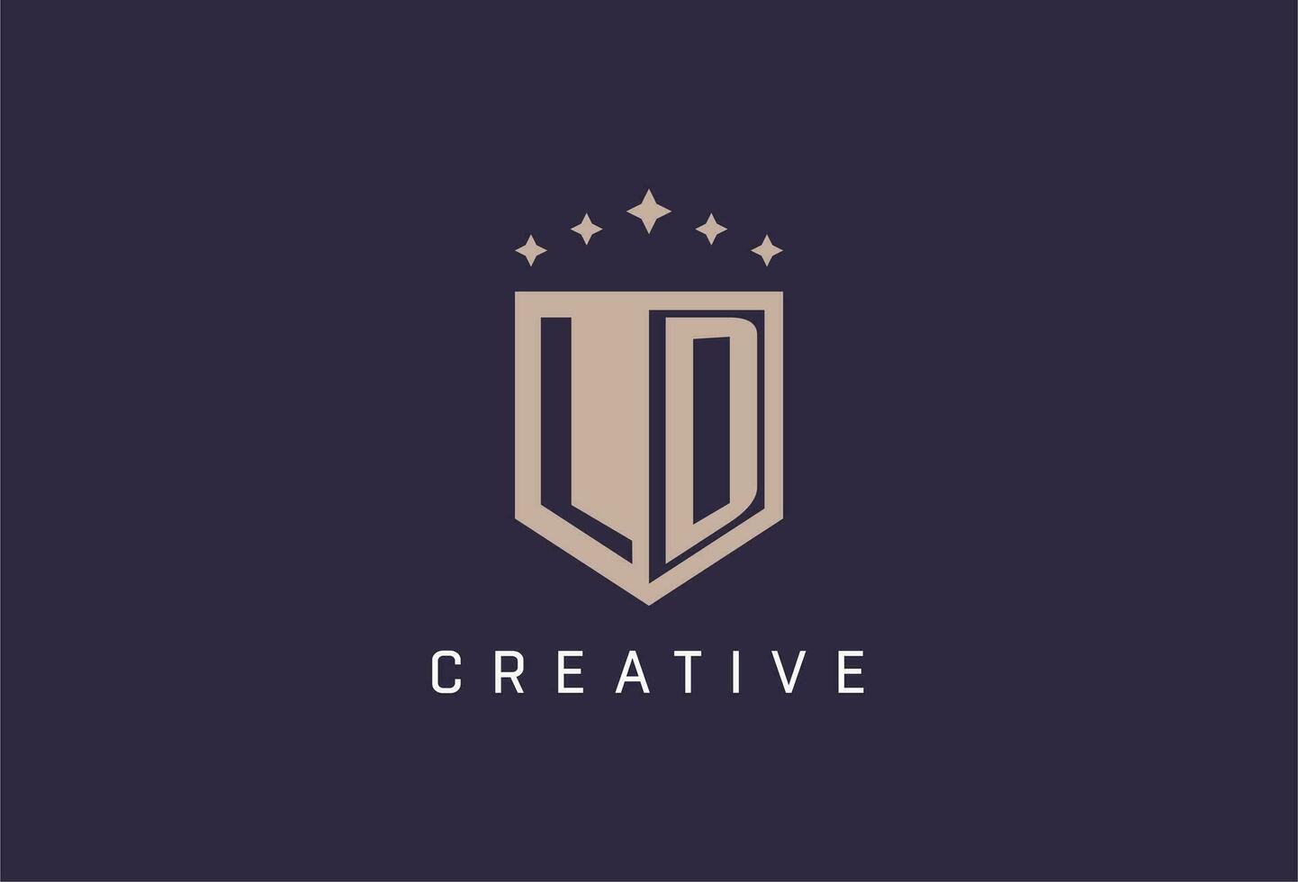 LD initial shield logo icon geometric style design vector