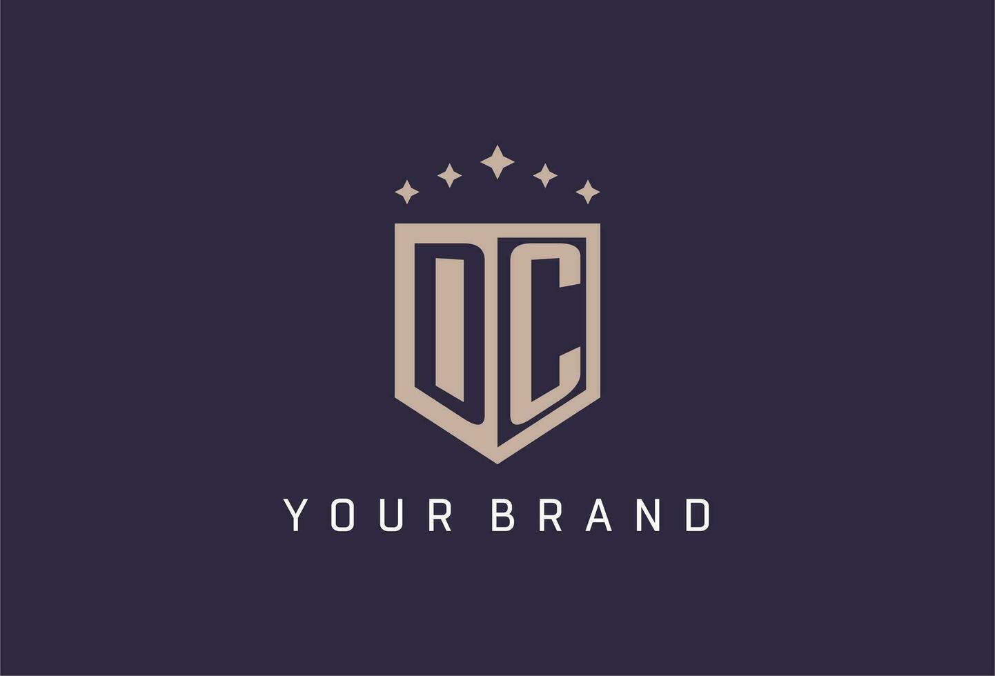 DC initial shield logo icon geometric style design vector