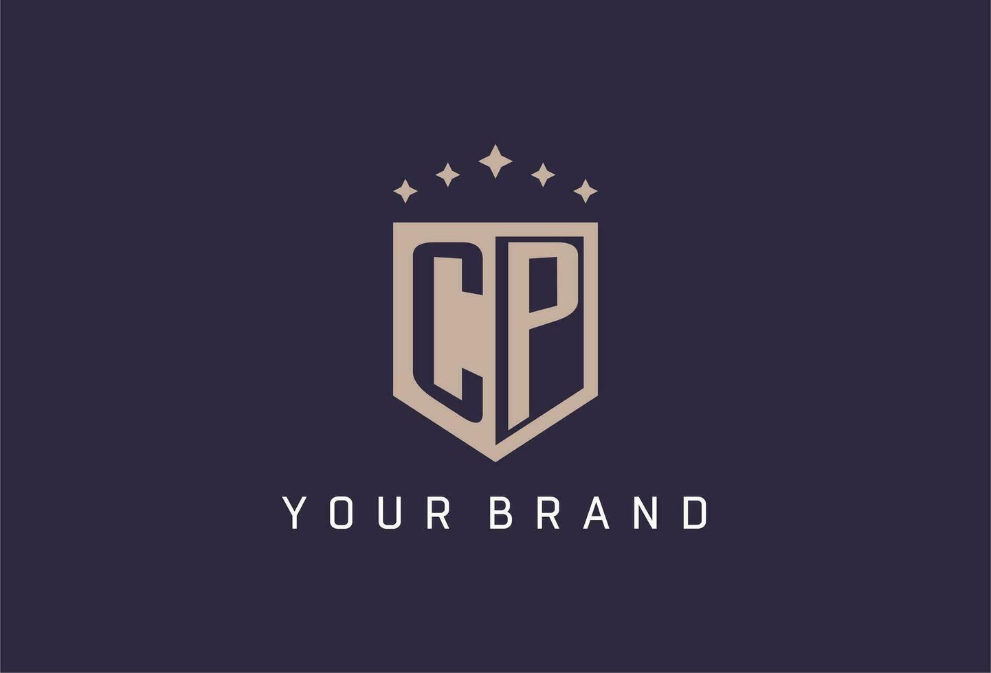 CP initial shield logo icon geometric style design vector