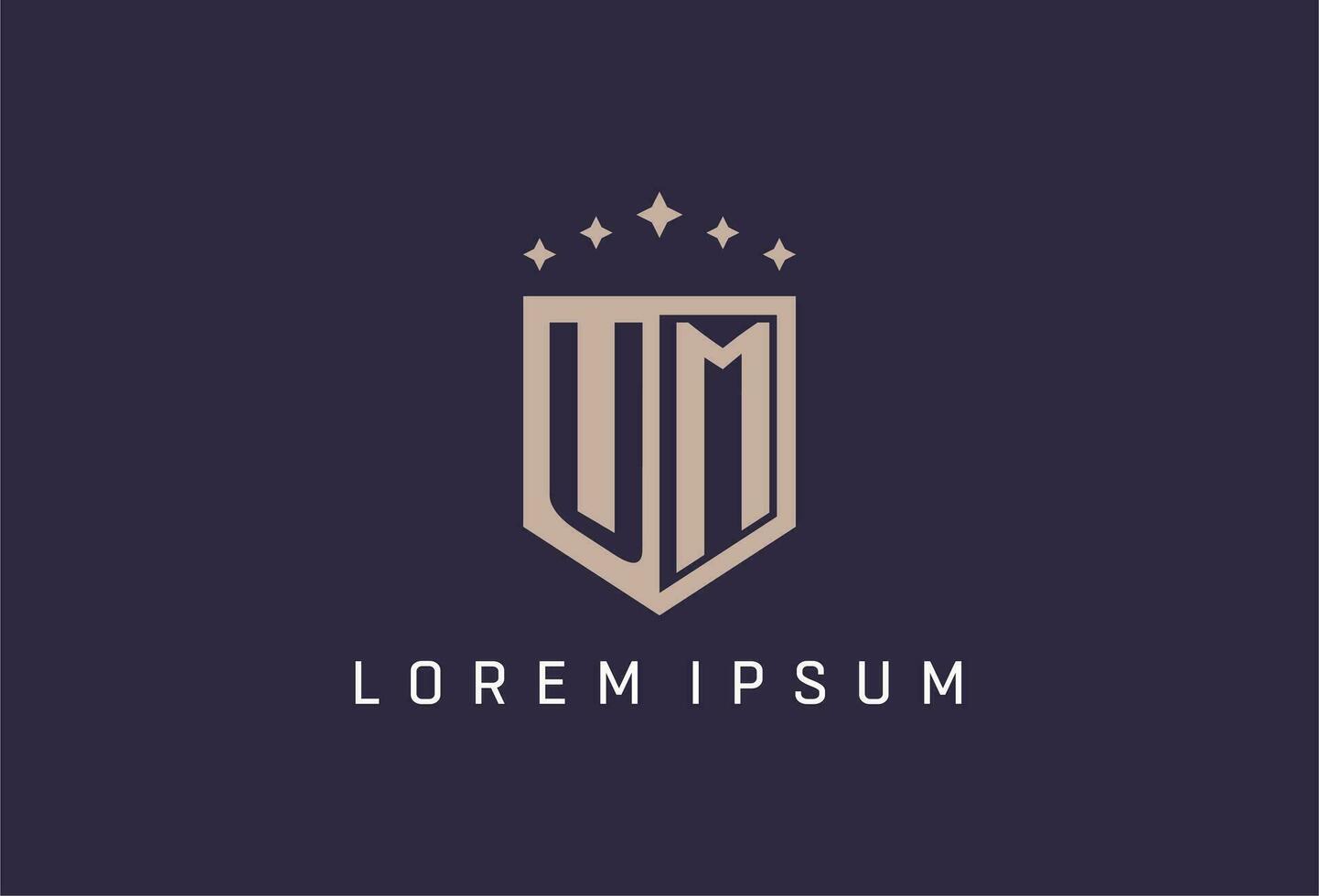 UM initial shield logo icon geometric style design vector