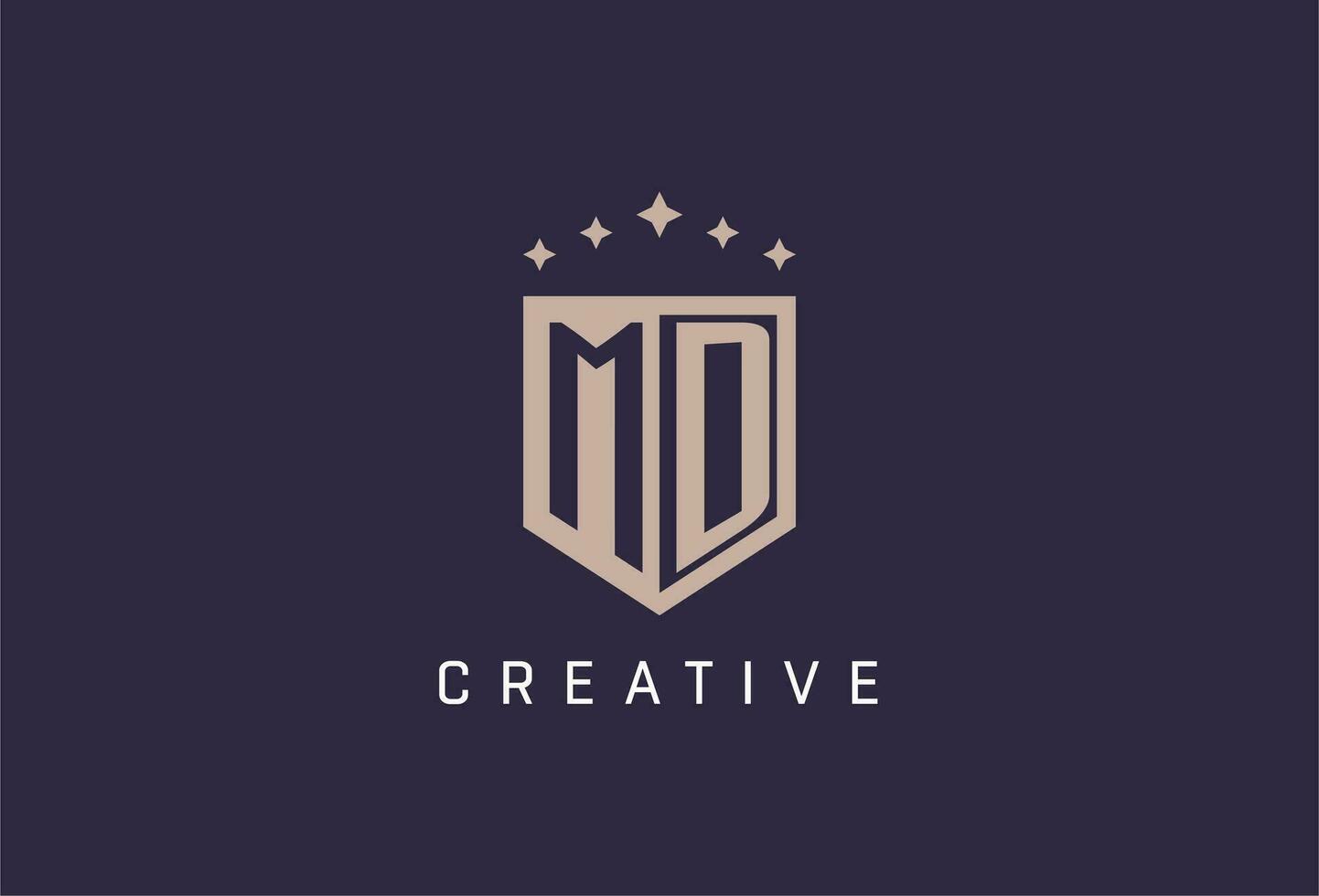 MD initial shield logo icon geometric style design vector