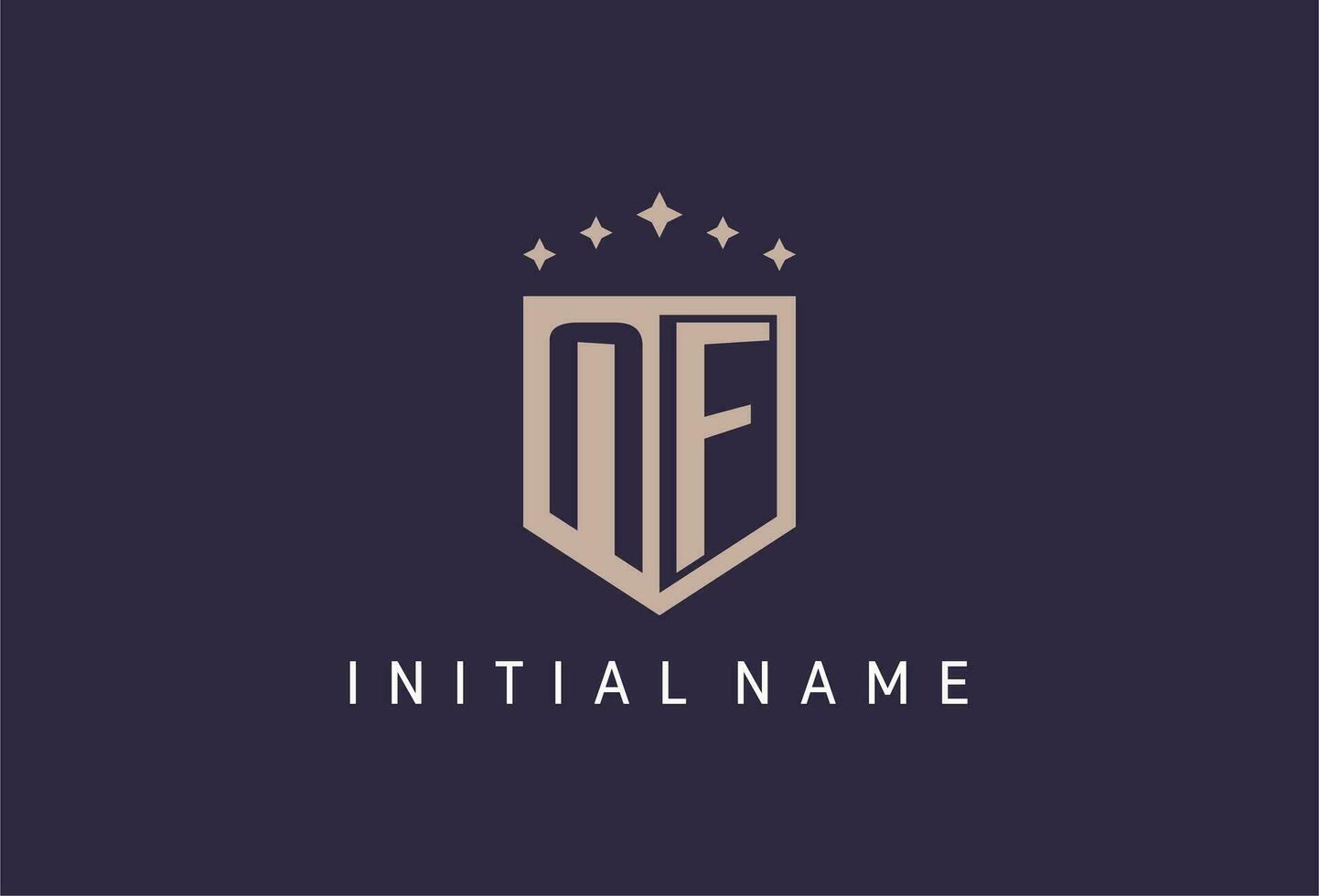 NF initial shield logo icon geometric style design vector