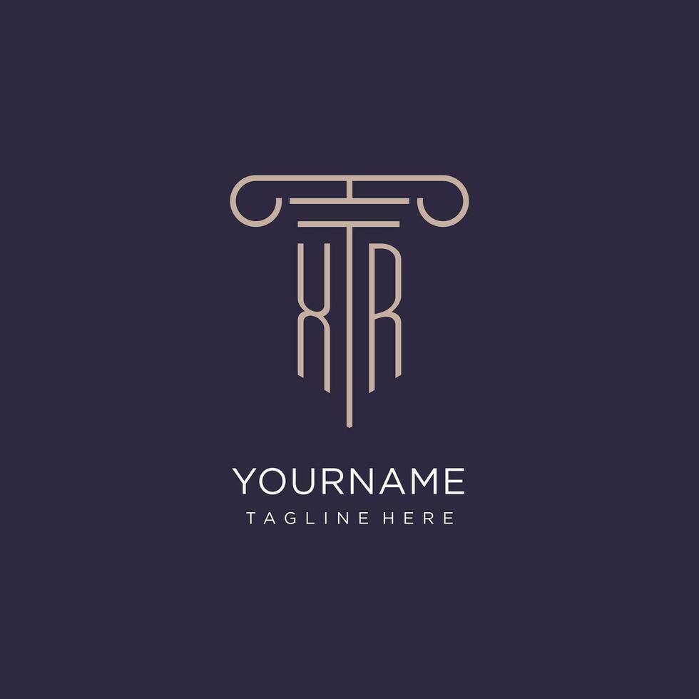 XR initial with pillar logo design, luxury law office logo style vector