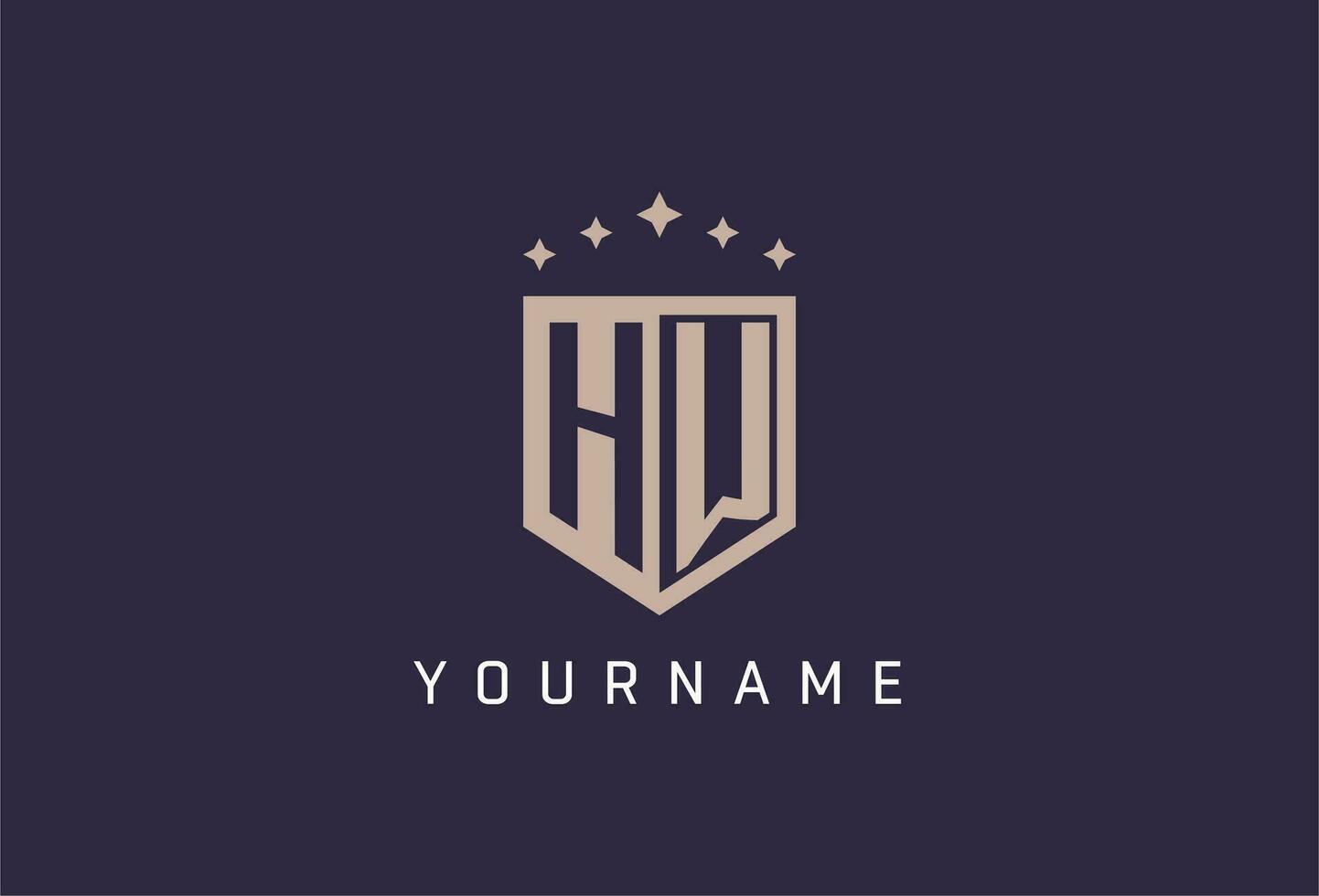 HW initial shield logo icon geometric style design vector