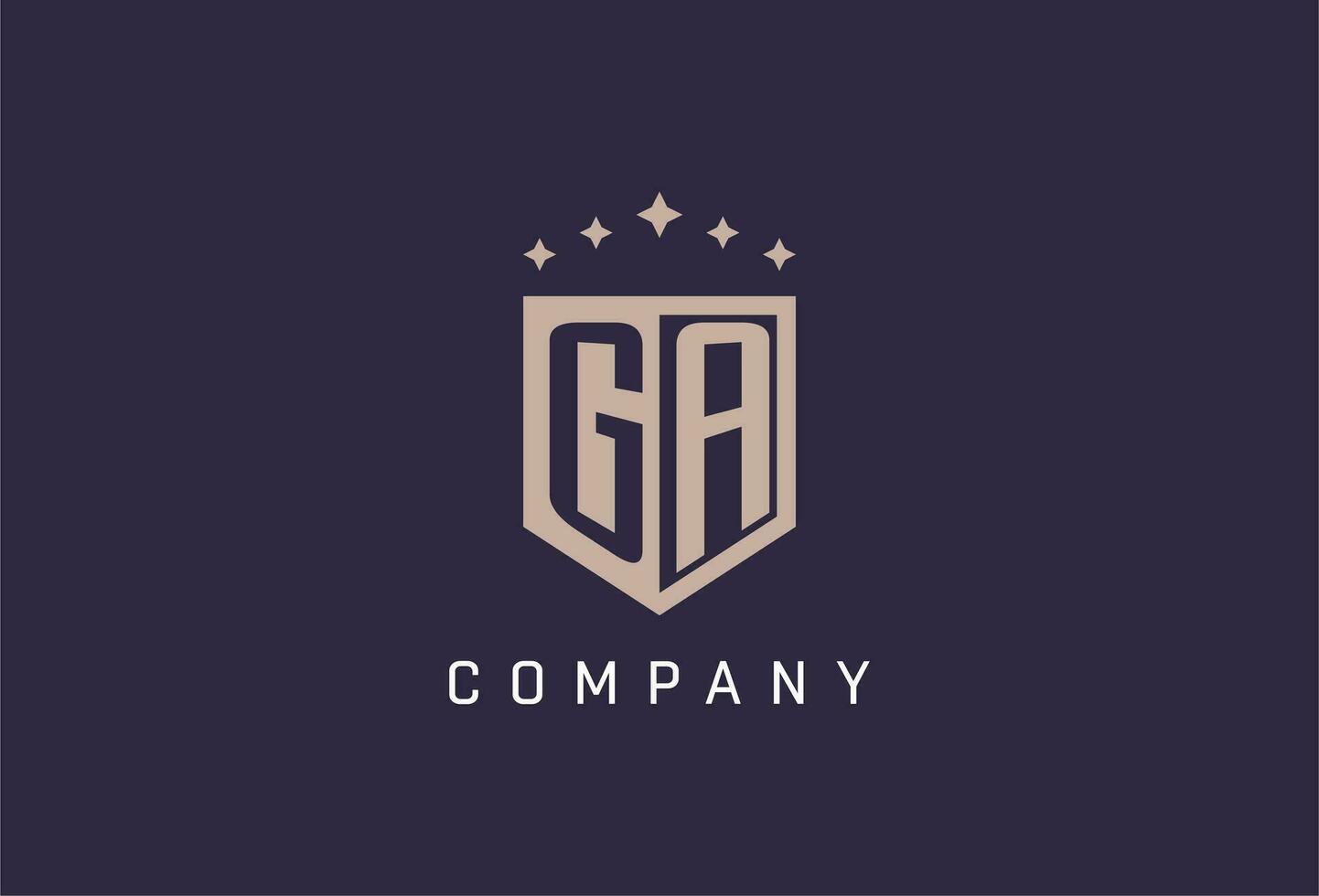 GA initial shield logo icon geometric style design vector