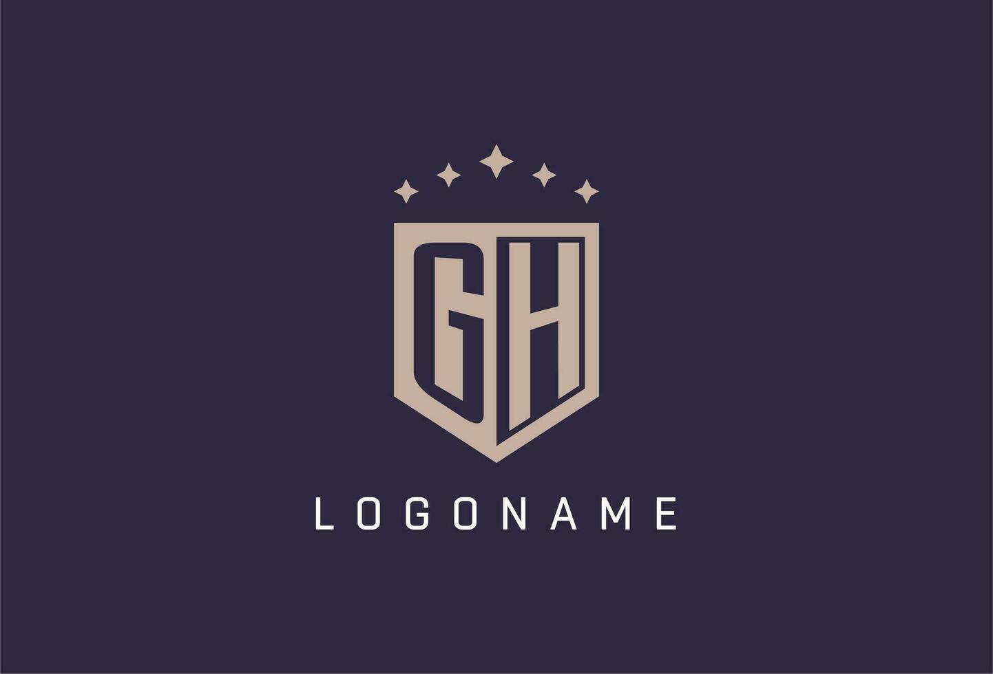 GH initial shield logo icon geometric style design vector