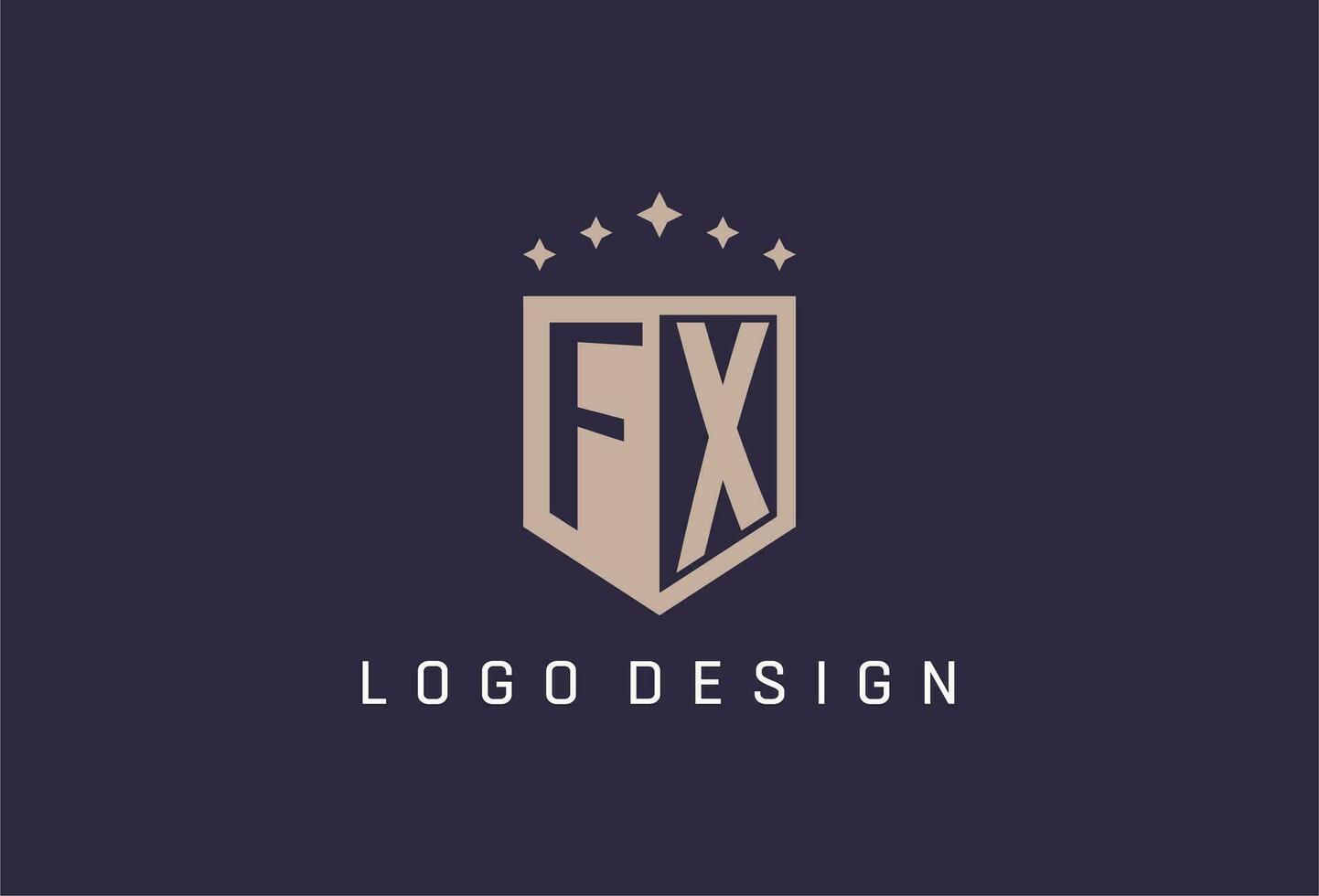 FX initial shield logo icon geometric style design vector