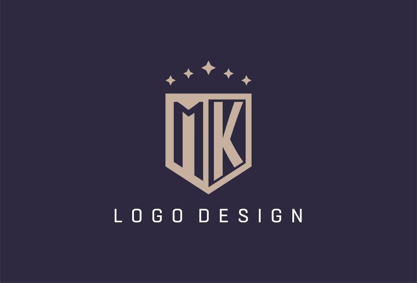 MK initial shield logo icon geometric style design vector