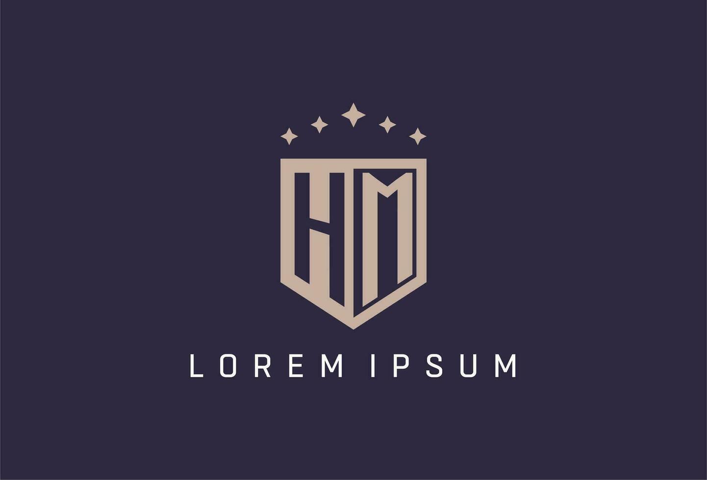 HM initial shield logo icon geometric style design vector