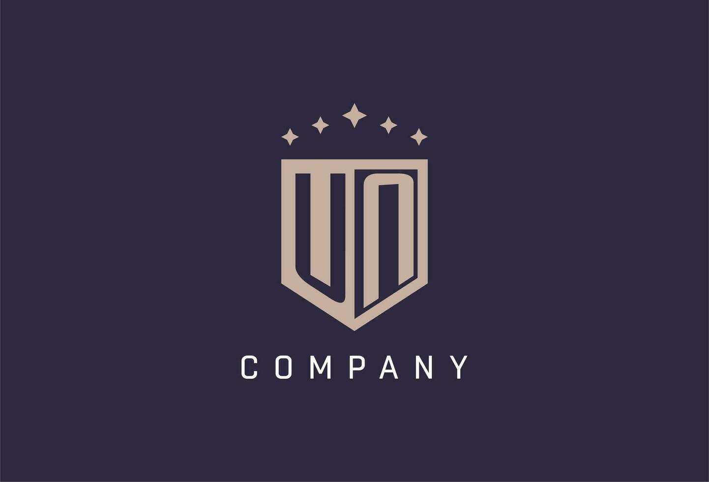UN initial shield logo icon geometric style design vector