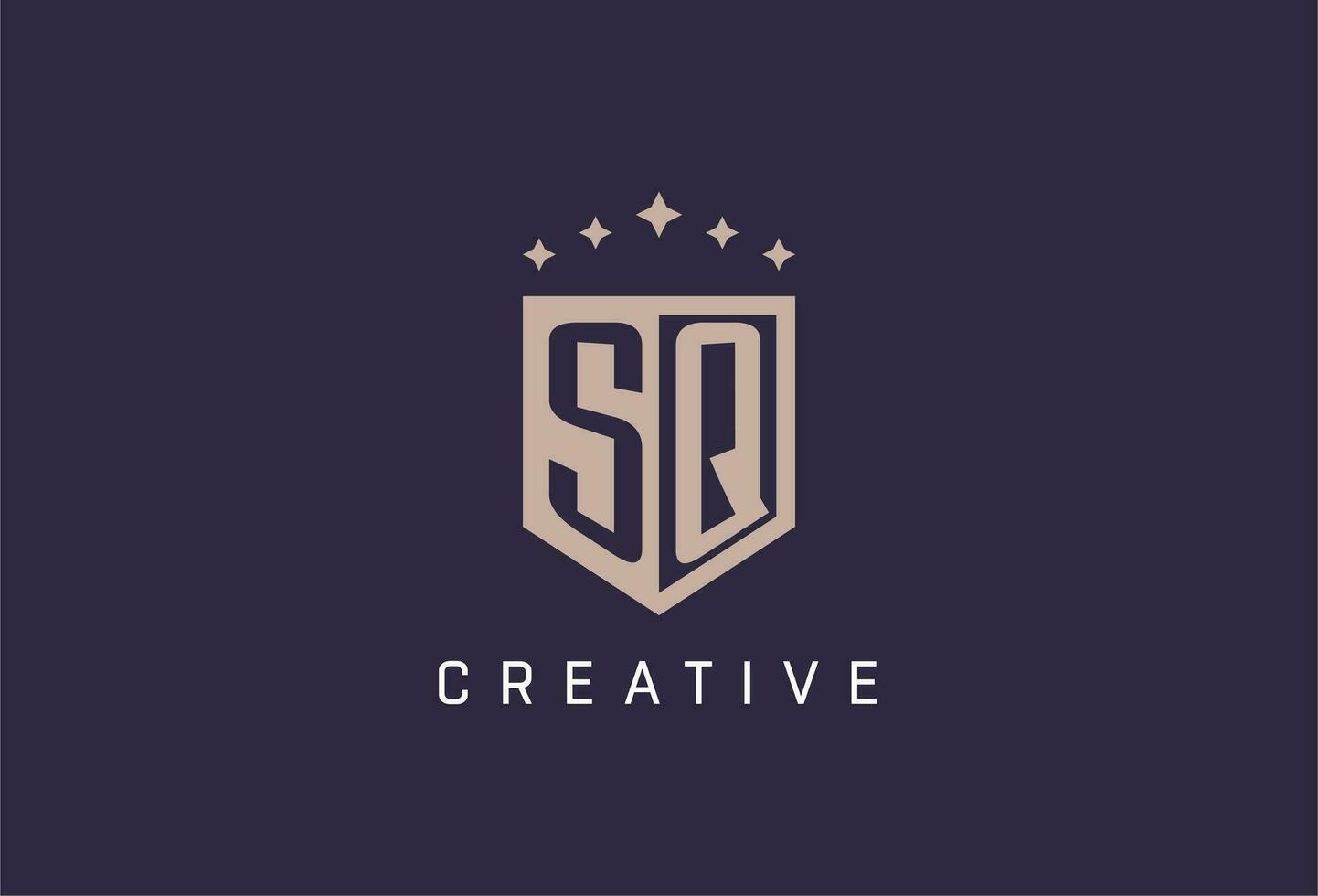 SQ initial shield logo icon geometric style design vector