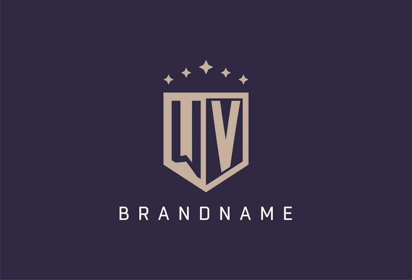 WV initial shield logo icon geometric style design vector