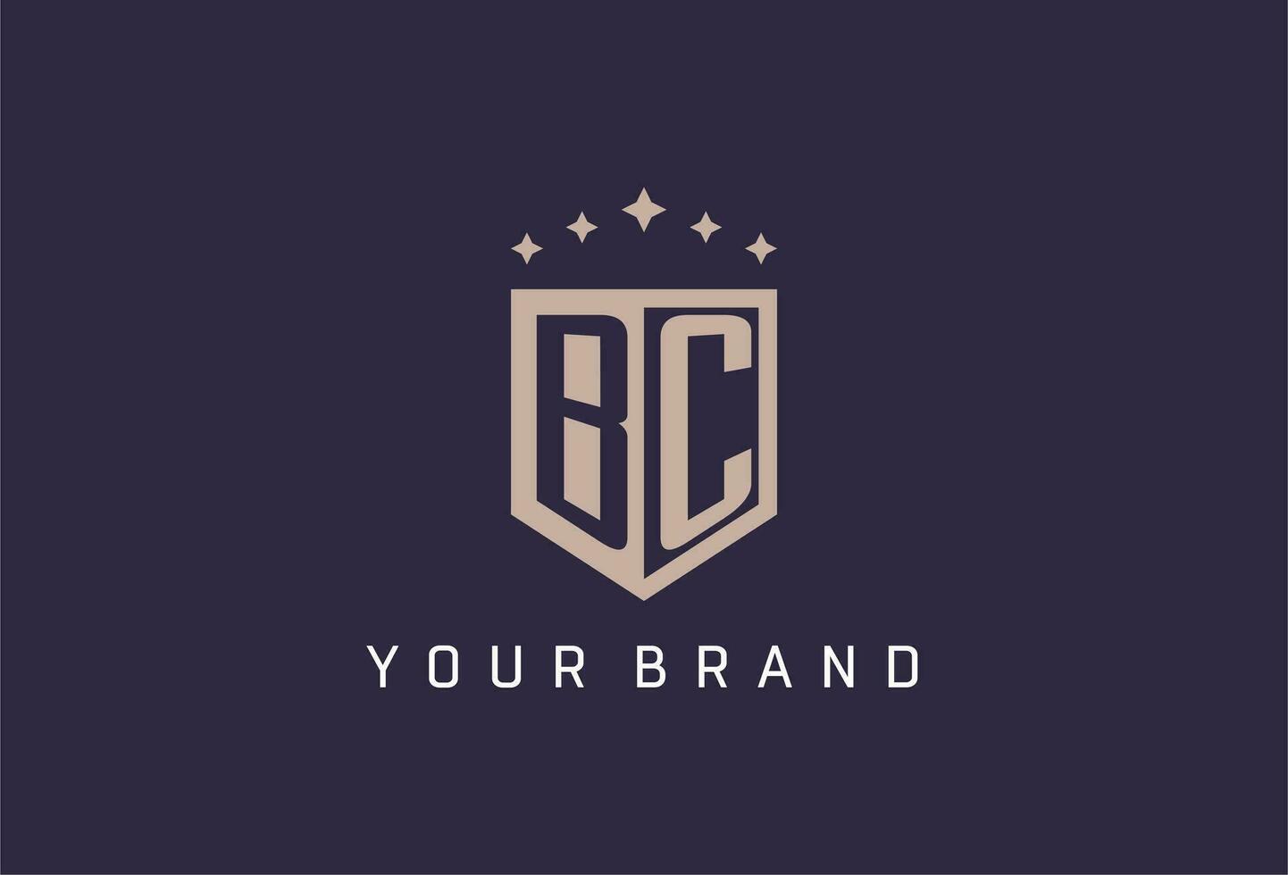 BC initial shield logo icon geometric style design vector