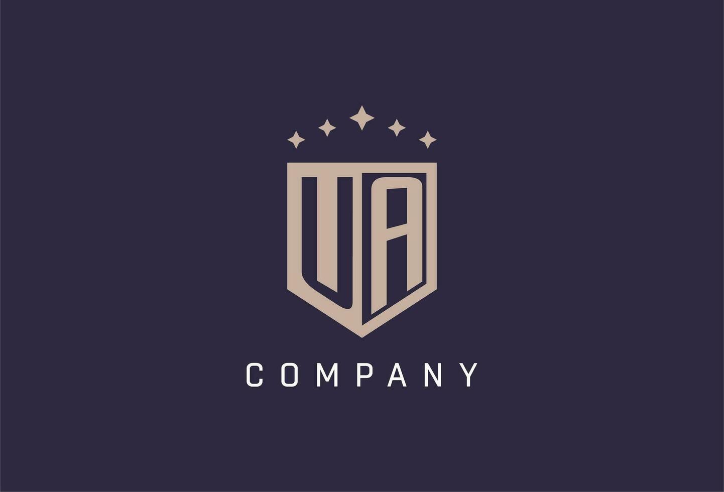 UA initial shield logo icon geometric style design vector