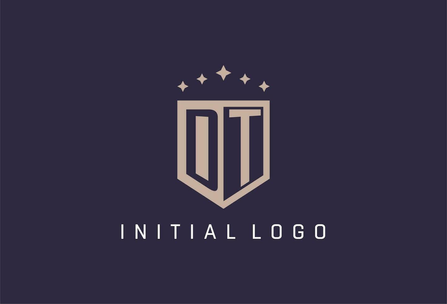 DT initial shield logo icon geometric style design vector